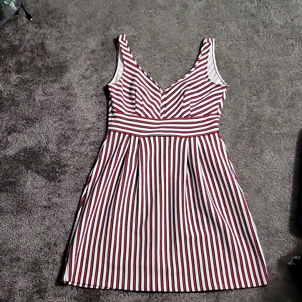 Small, Navy Blue, Red and White Striped Spring Dress